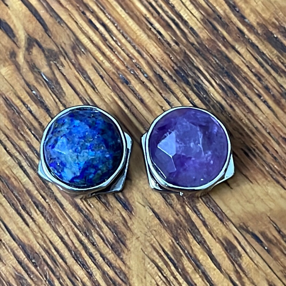 KEEP Collective Blue Lapis and Purple Amethyst Silver Charms